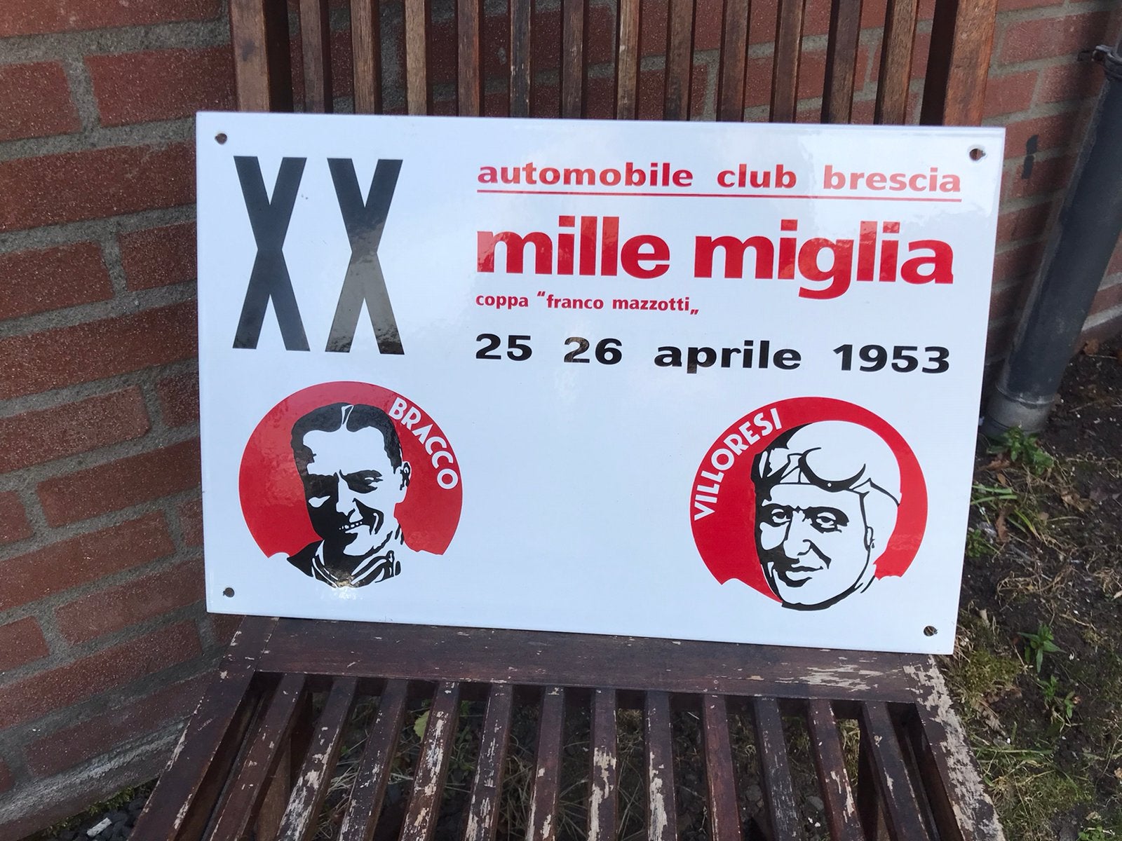 Panneau d'affichage en émail Mille Miglia, Enlèvement ou Envoi, Utilisé, Panneau publicitaire