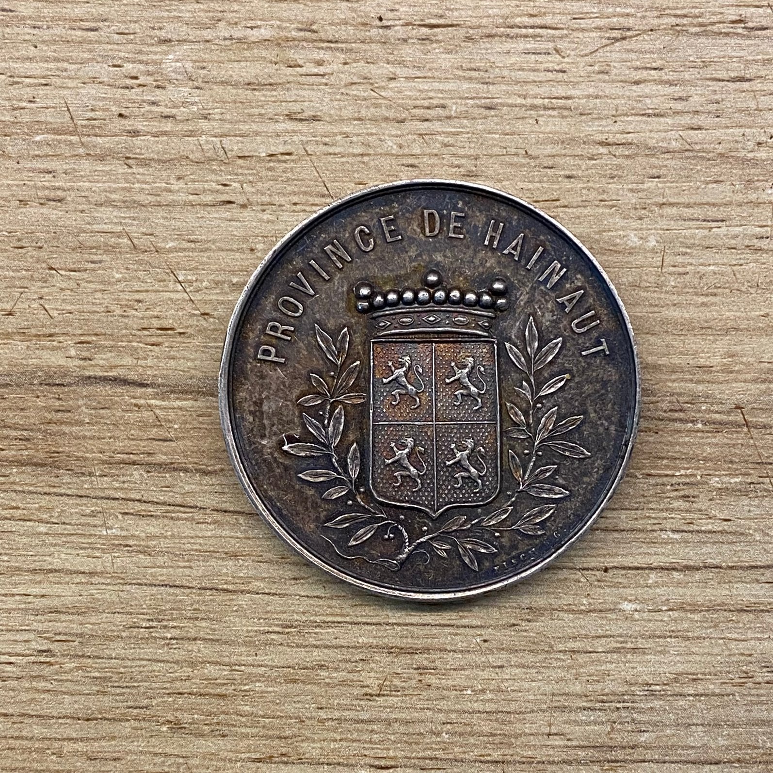 Zilveren medaille van de provincie Henegouwen, 1897, Ophalen of Verzenden, Zilver