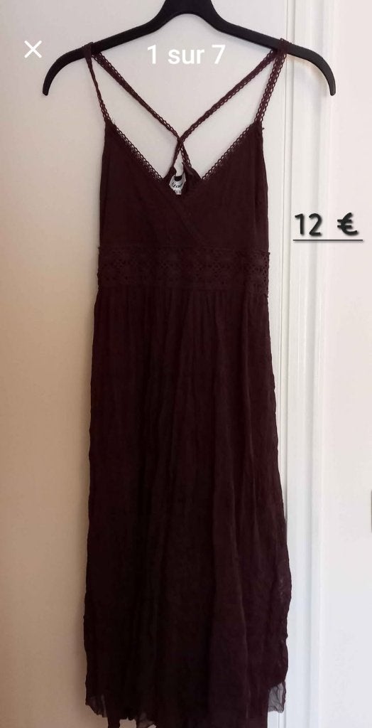 Robe bain de soleil . Bretelles croisées dans le dos.T 38., Bruin, Zo goed als nieuw, Etam, Onder de knie