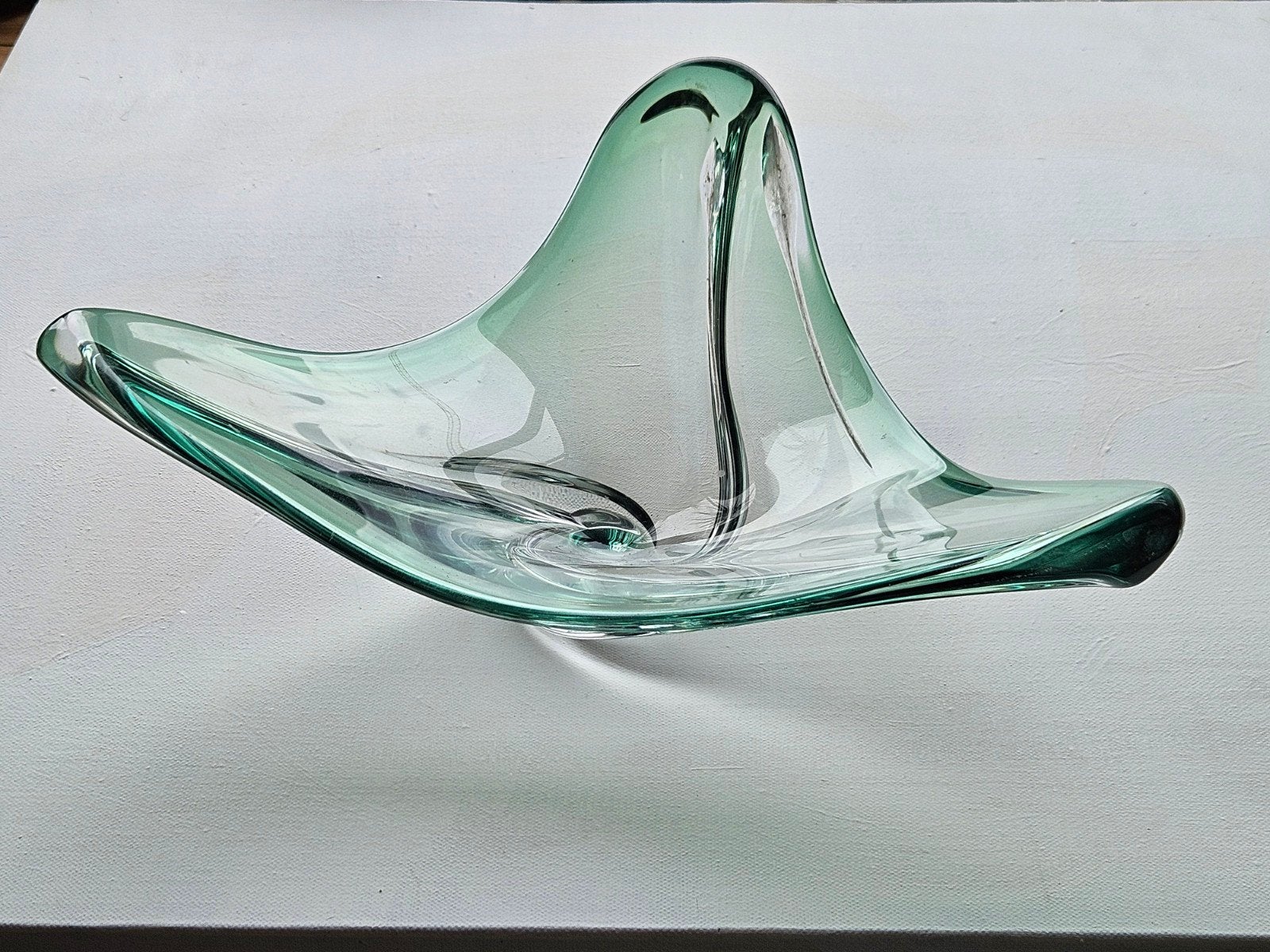 Bol vintage en cristal vert de Val Saint Lambert, Enlèvement, Balance