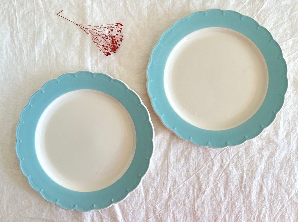 Lot de 2 assiettes de service Boch Festival Opaline bleu, Enlèvement ou Envoi