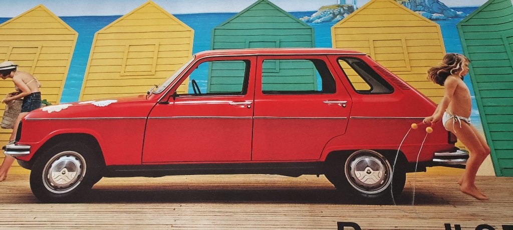 oude poster van Renault 6 TL, Verzenden, Zo goed als nieuw, Reclame