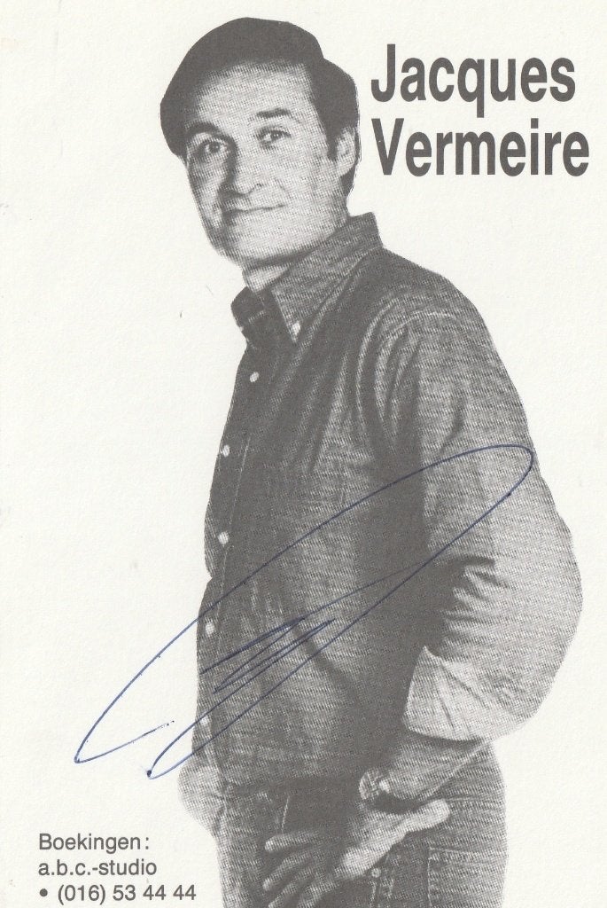 Jacques Vermeire - foto met handtekening - 1990, Ophalen of Verzenden, Zo goed als nieuw, Foto of Kaart, Gesigneerd