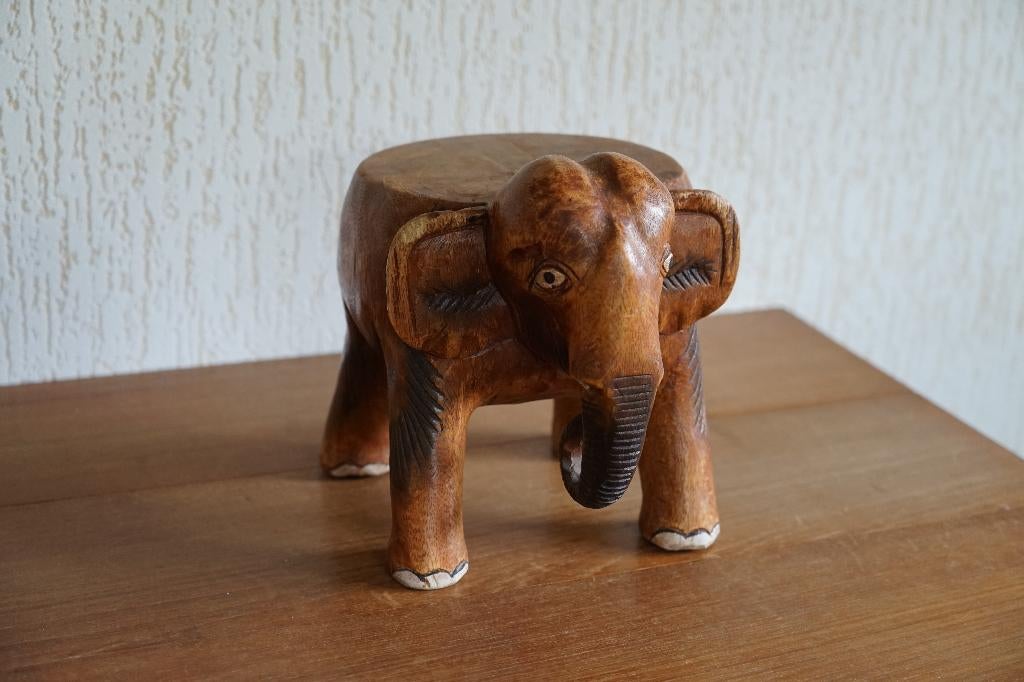 Houten olifant krukje/plantenstaander, Ophalen of Verzenden