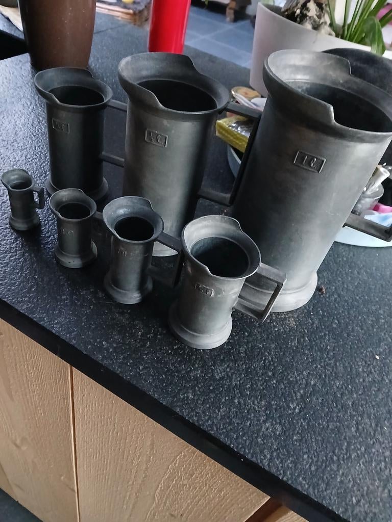 Set van 7 peltrato tin 95%, Antiek en Kunst, Ophalen of Verzenden