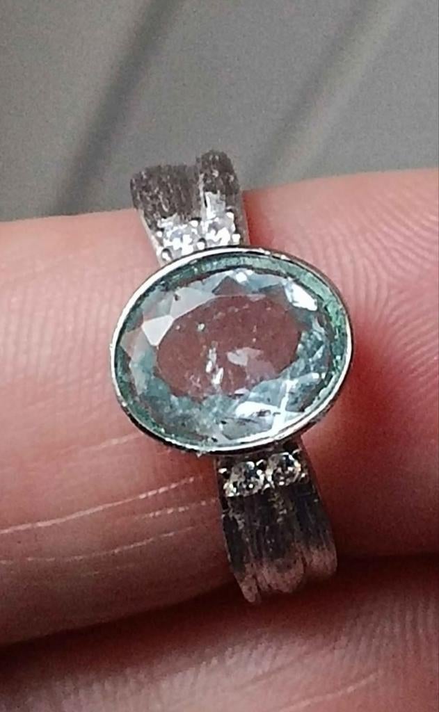 Bague en argent massif 925 avec aigue marine de Brésil, Neuf, Enlèvement, Avec pierre précieuse, Argent