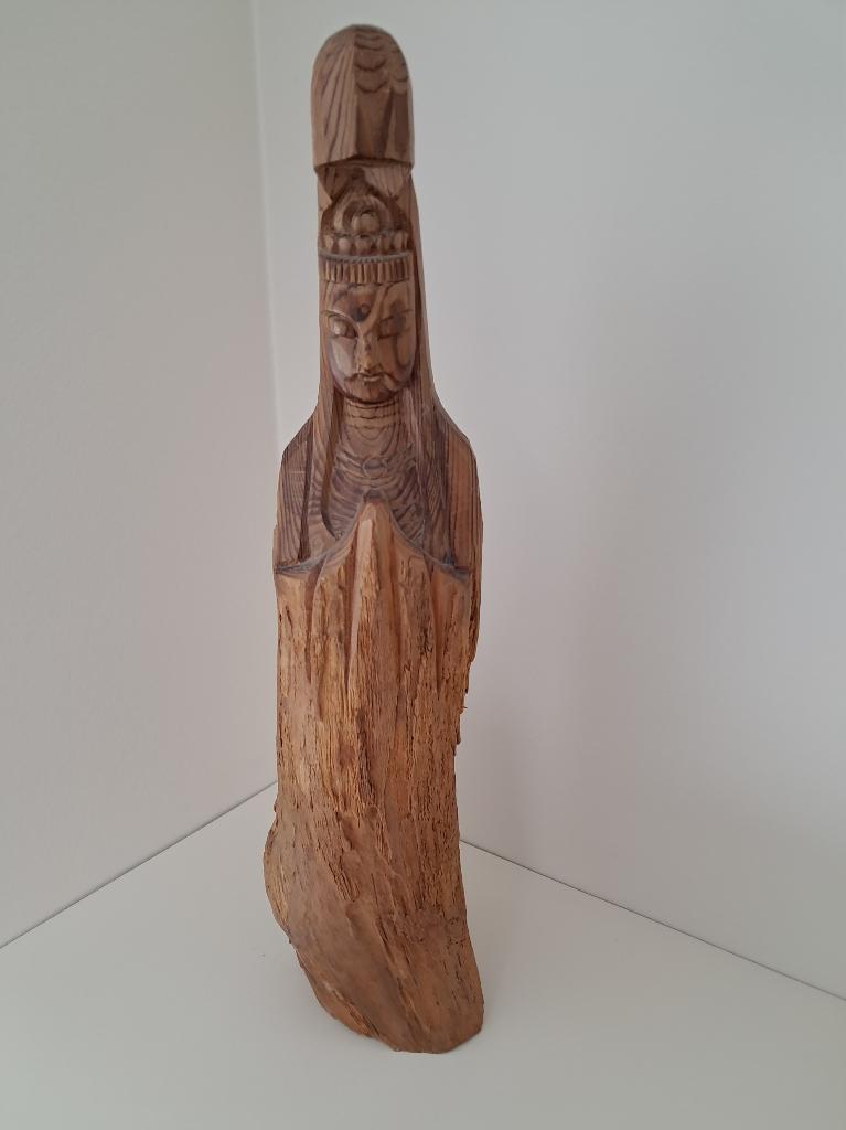 Uitgesneden houten beeld van een Indiase godin, Ophalen of Verzenden, Zo goed als nieuw, Religie
