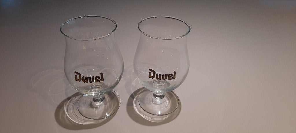 Vintage duvelglazen gouden letters, Verzamelen, Ophalen, Zo goed als nieuw, Glas of Glazen, Duvel