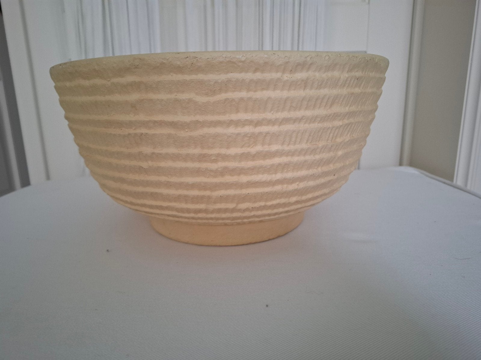 VINTAGE bloempot / ecru / groot model, Ophalen, Gebruikt, Rond, Kunststof