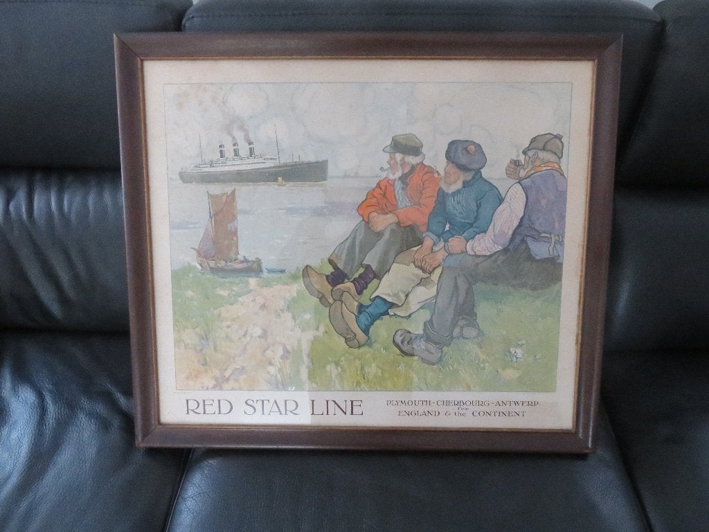 1925 Poster Henri Cassiers Red Star Line Litho de Rycker, Collections, Enlèvement, Comme neuf, Bateau à moteur, Autres types