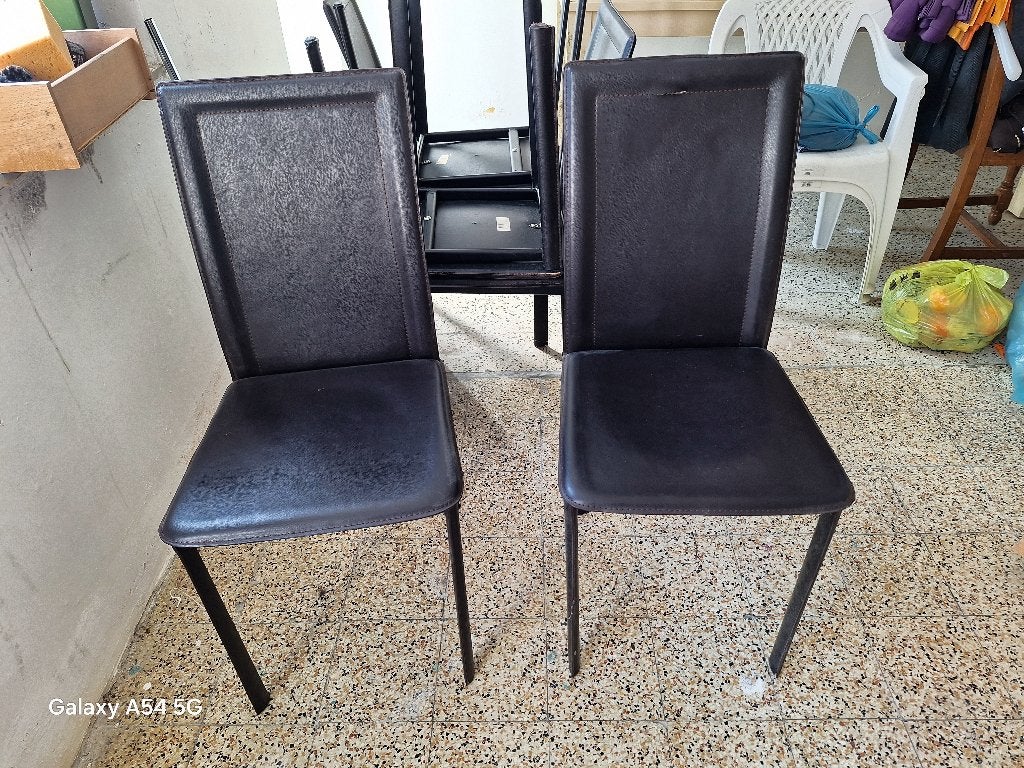 chaises, Enlèvement, Cuir, Noir, Cinq, Six Chaises ou plus