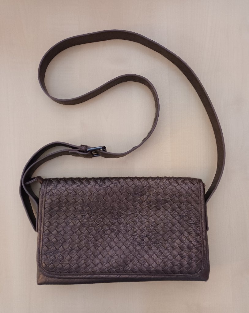 Leren handtas - Xandres - bruin/metallic, Verzenden, Zo goed als nieuw, Bruin, Handtas