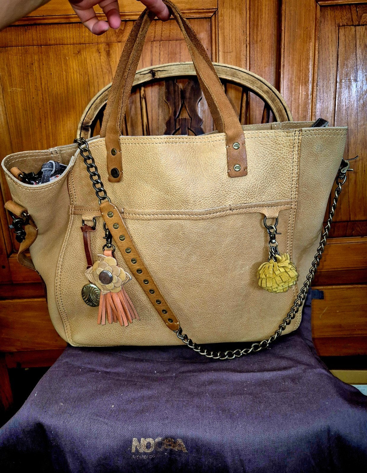 Noosa amsterdam roots tas, Ophalen of Verzenden, Zo goed als nieuw, Beige, Handtas