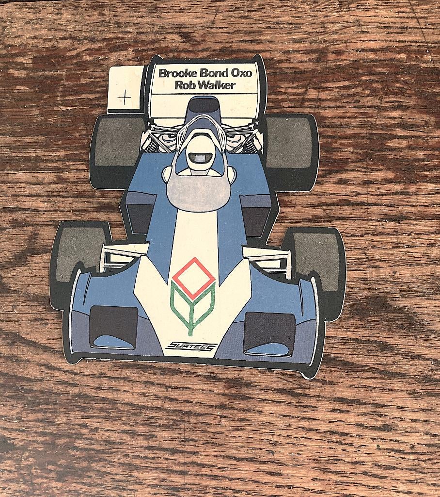 sticker Brooke Bond Oxo Rob Walker Surtees formule 1 (1971), Verzamelen, Verzenden, Gebruikt, Formule 1
