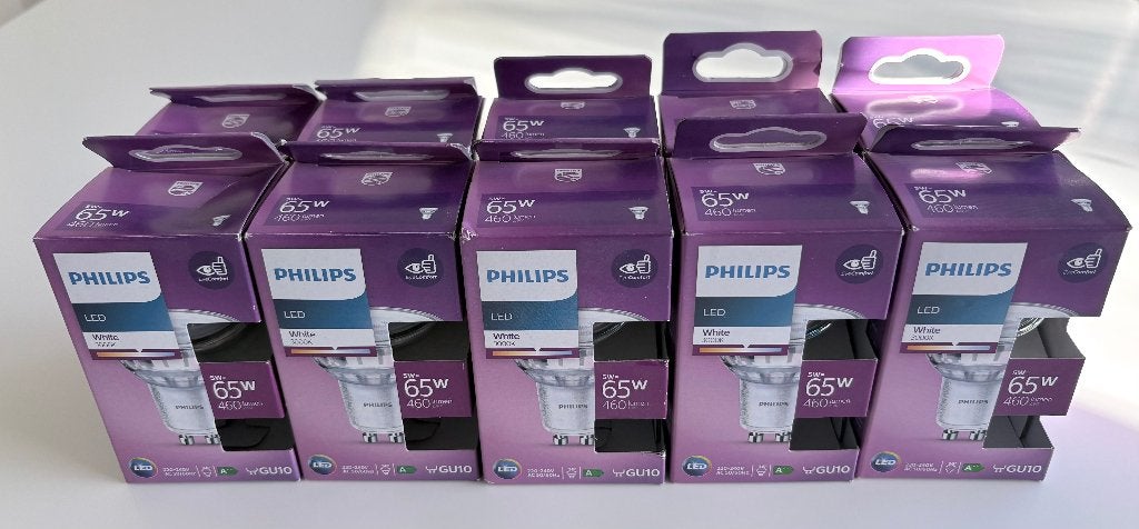 10 x Philips LED Spot GU10 5W 3000K, Maison & Meubles, Lampes | Spots, Neuf, Enlèvement ou Envoi, GU10, LED