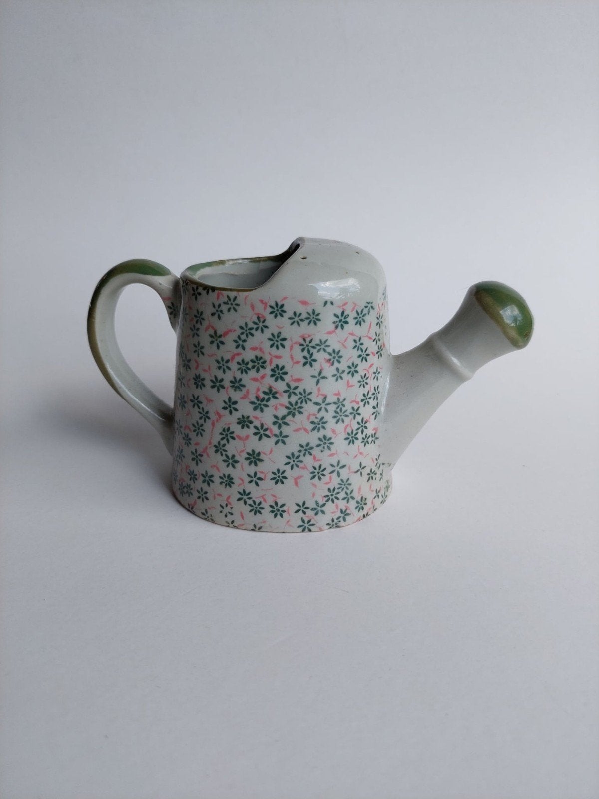 Vintage keramieken melkkannetje/gietertje met bloemmotief, Enlèvement