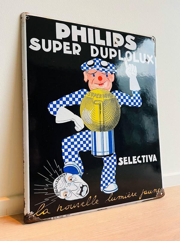 TE KOOP / Emaille reklamebord PHILIPS Super Duplolux, Verzamelen, Ophalen of Verzenden, Gebruikt, Reclamebord