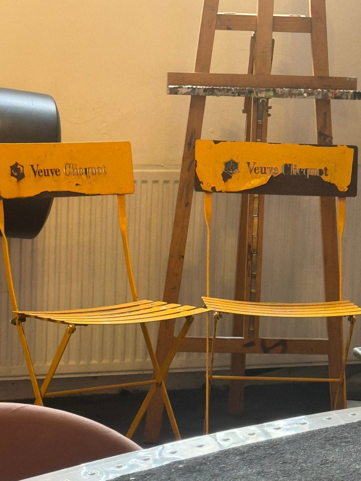 Chaises pliantes Veuve Cliquot avec rouille, Enlèvement ou Envoi, Autres couleurs, Ouderwets authentiek charmant, Deux