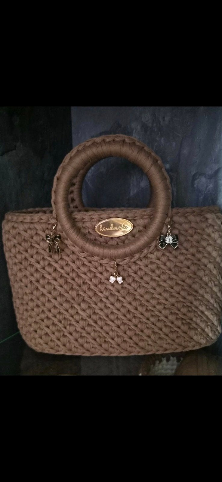 sac fait main au crochet, Handtassen en Accessoires, Tassen | Damestassen, Ophalen of Verzenden, Nieuw, Bruin, Handtas