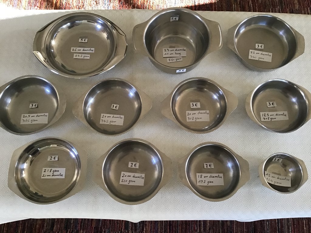 11 inox schalen aan spotprijzen, Ophalen of Verzenden, Zo goed als nieuw