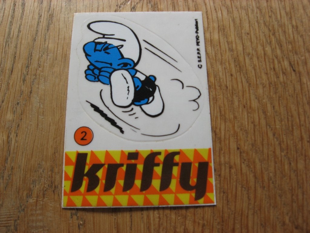 Sticker Smurfen Kriffy Peyo Nr 2, Enlèvement ou Envoi, Schtroumpfs, Neuf, Image, Affiche ou Autocollant