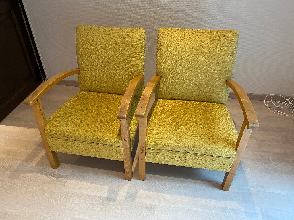 2 vintage stoelen in goede staat, Ophalen, Gebruikt, Minder dan 75 cm, Vintage