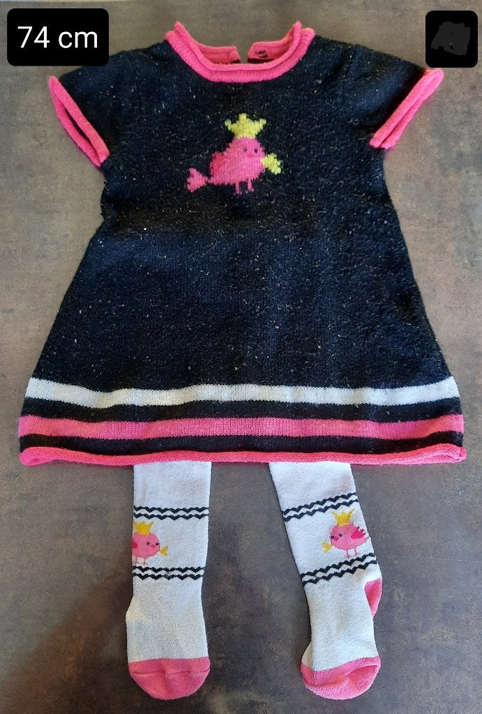 Gebreide jurk met kousenbroek maat 74 cm, Kinderen en Baby's, Babykleding | Maat 74, Meisje, Jurkje of Rokje, Ophalen of Verzenden