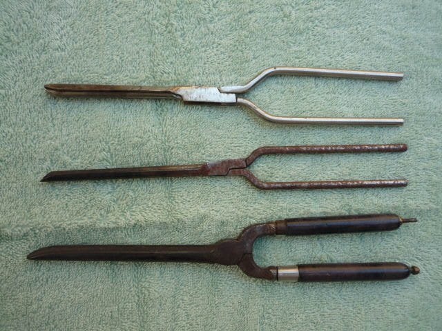 Lot de 3 fers à friser anciens +/- 1900, Ophalen of Verzenden, Gebruikt, Krultang of Stijltang