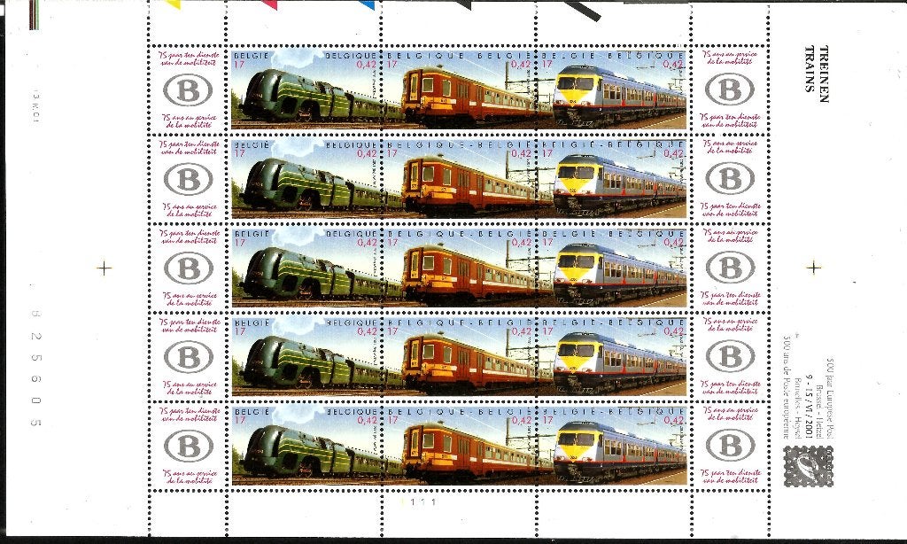 2001 75 Jaar NMBS OBP F2993/5**, Postzegels en Munten, Orginele gom, Ophalen of Verzenden, Zonder stempel, Postfris