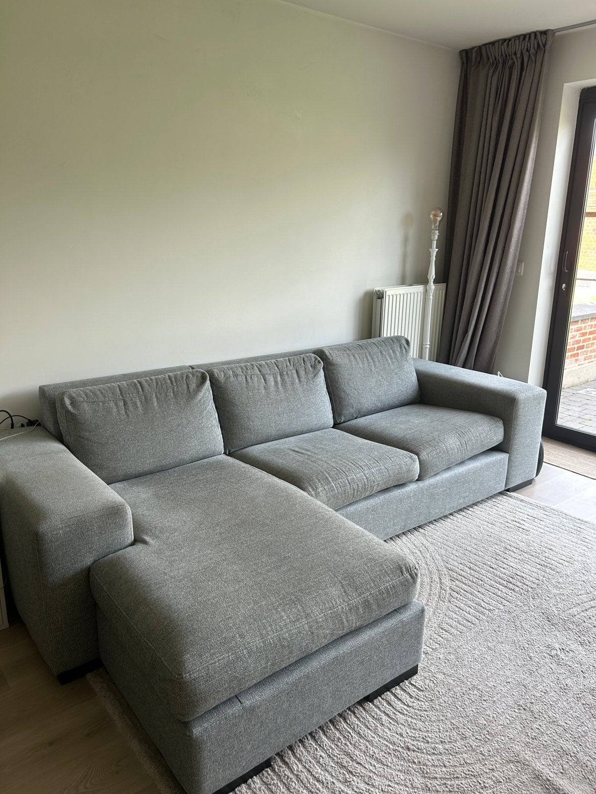 Grijze stoffe hoekzetel/zetel, Maison & Meubles, Canapés | Sofas & Chaises Longues, Enlèvement, Utilisé, Trois personnes, Tissus