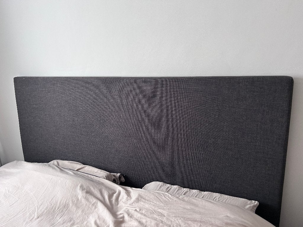 Tête de lit 180x130cm tissu gris foncé. Epaisseur 6cm, Gris, Tissu, Queen size, Comme neuf