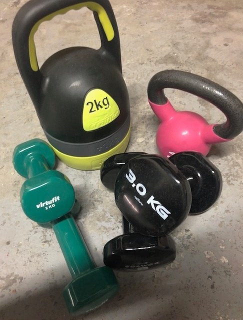 Set dumbells en kettlebells, Enlèvement, Utilisé, Kettlebell