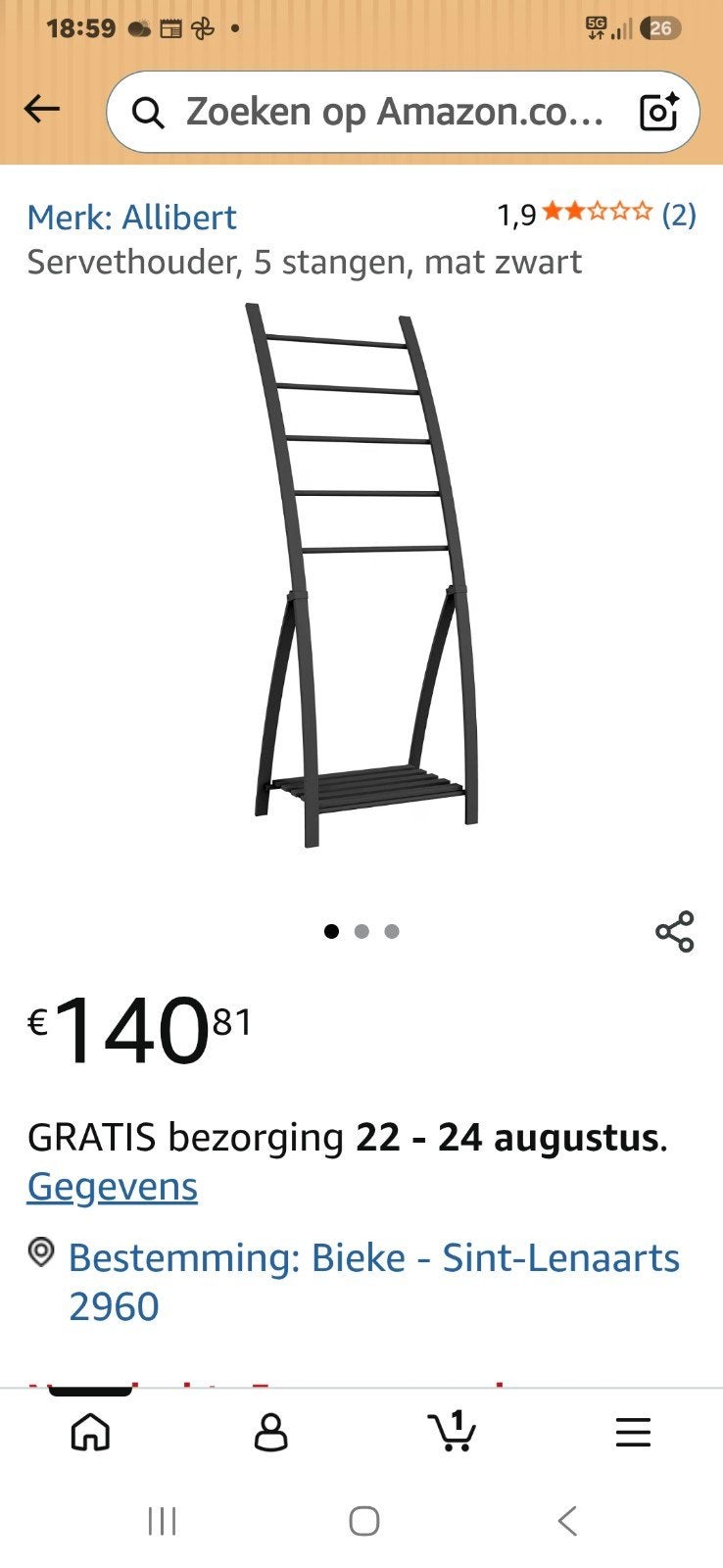 handdoekrek zwart nieuw, Ophalen, Zwart