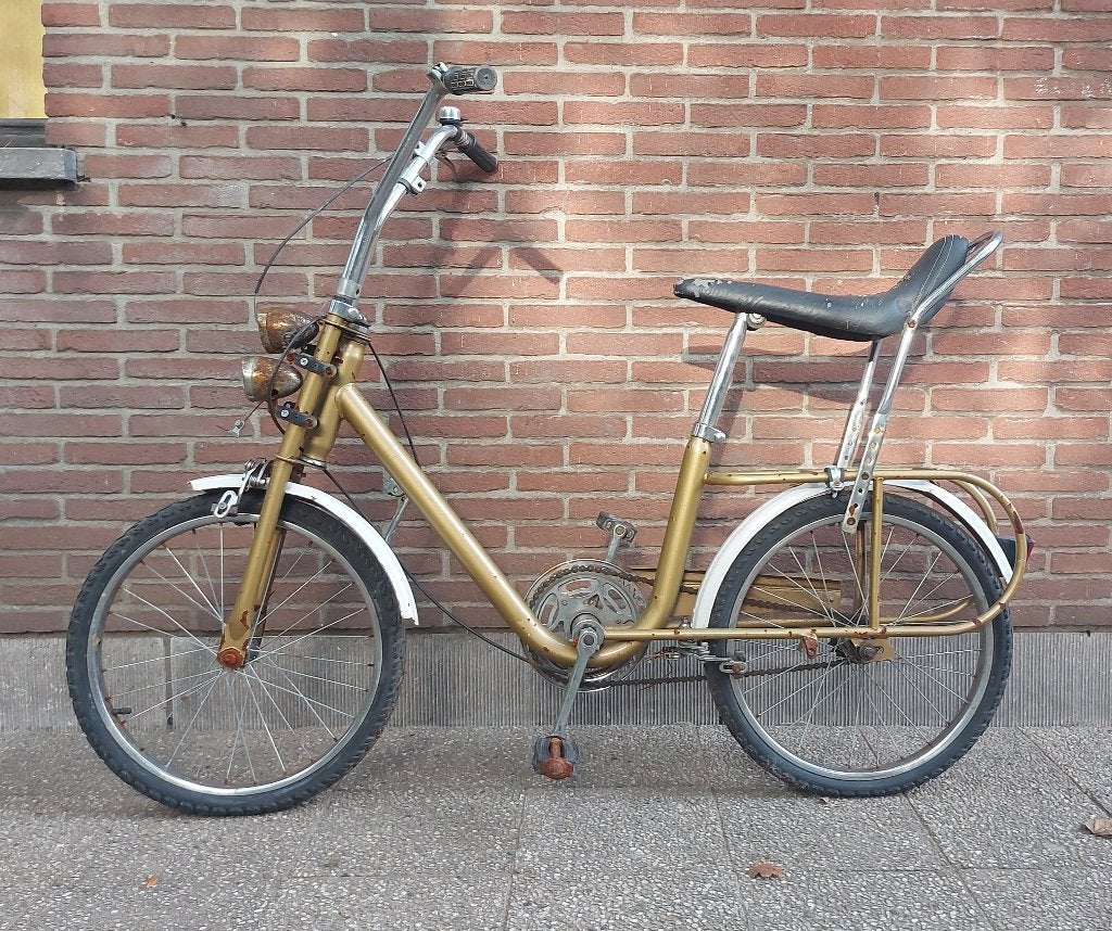 Vintage goudkleurige chopper, Fietsen en Brommers, Ophalen, Gebruikt, 22 inch, Handrem