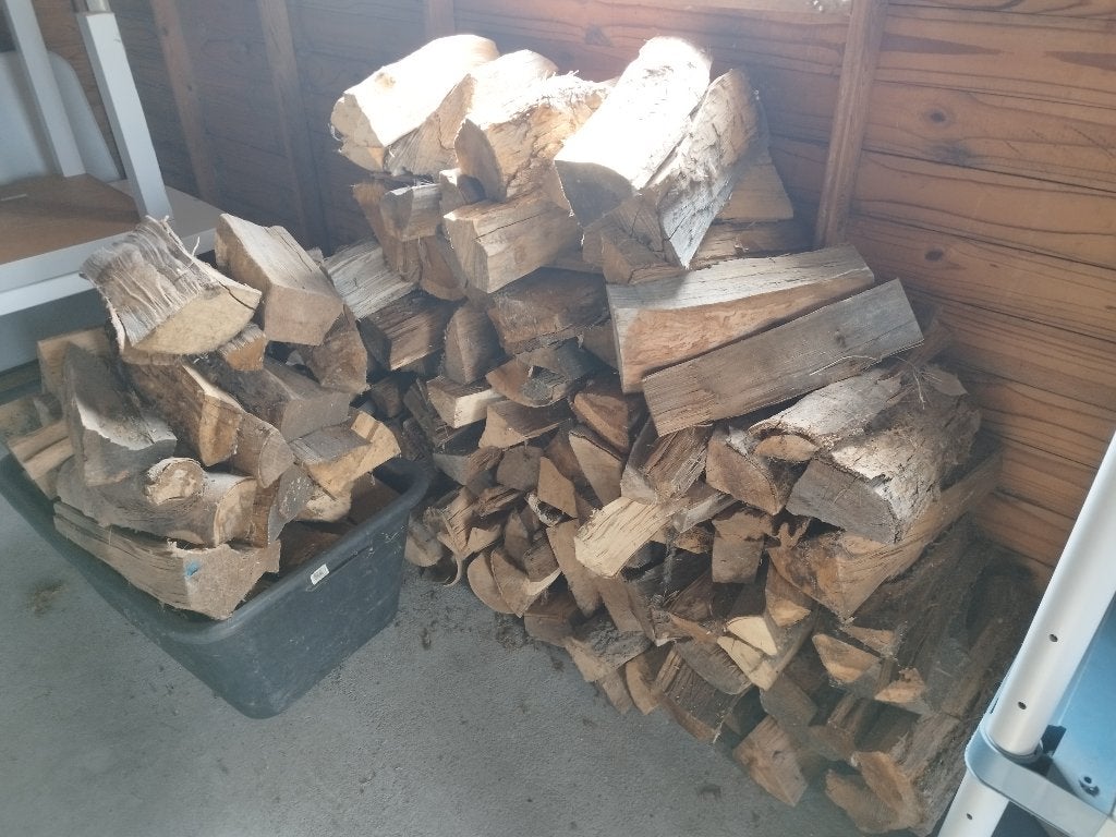 Droog gekliefd brandhout – haardhout – volledig lot, Tuin en Terras, Brandhout, Ophalen, Overige houtsoorten, Blokken