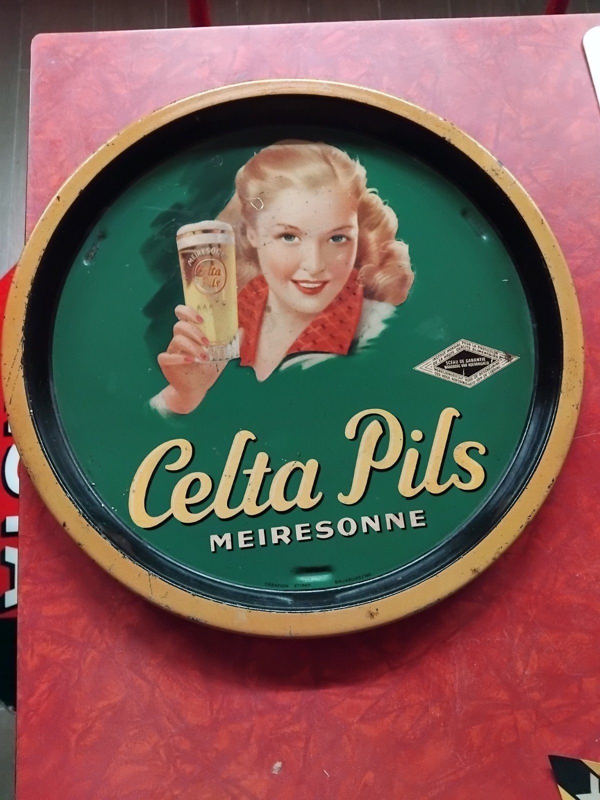 Celta pils meiresonne blikken bierschotel, Verzamelen, Ophalen