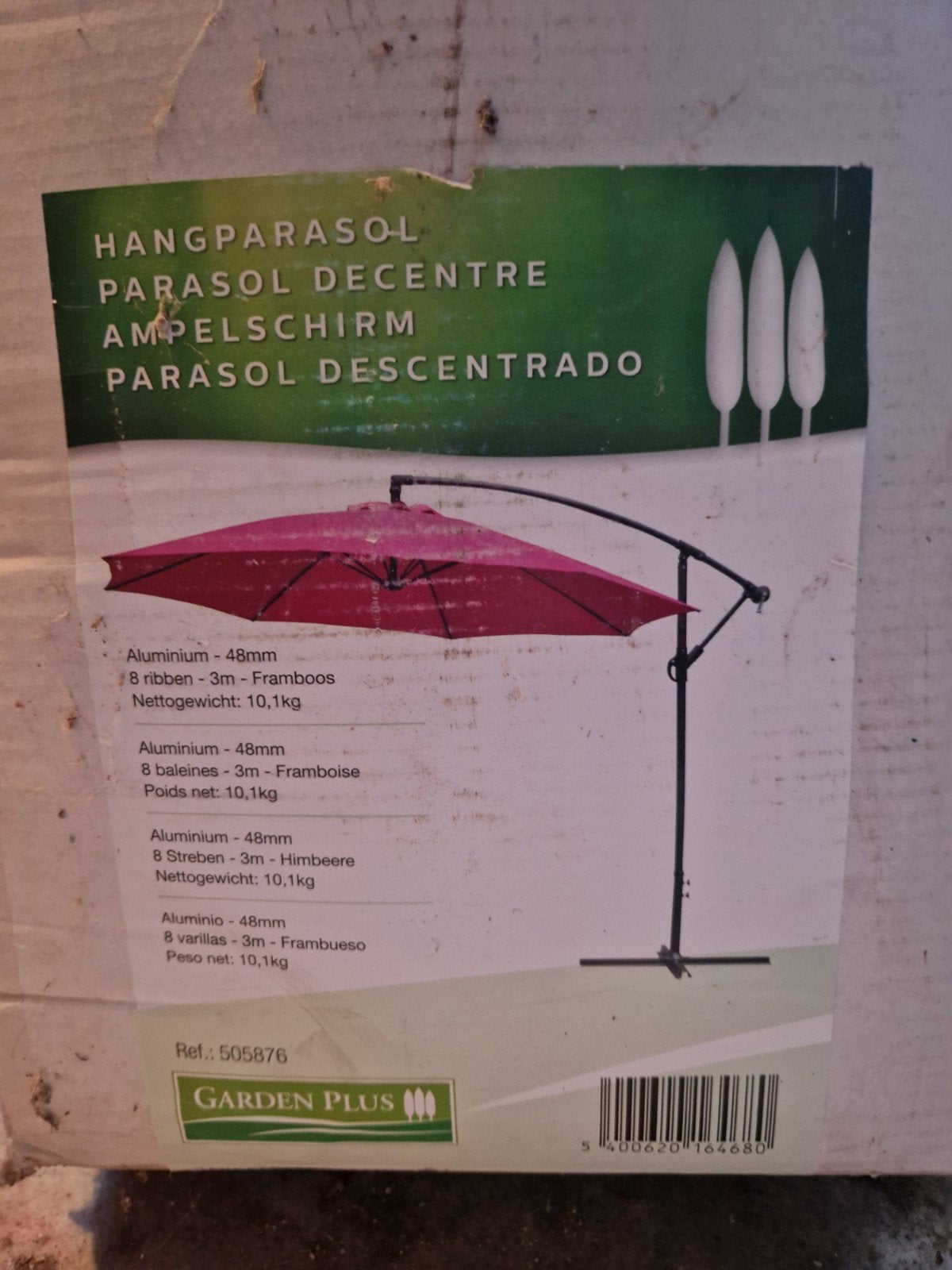 Parasol déporté 3m Garden Plus, Jardin & Terrasse, Enlèvement, Neuf, 2 à 3 mètres, Parasol sur pied