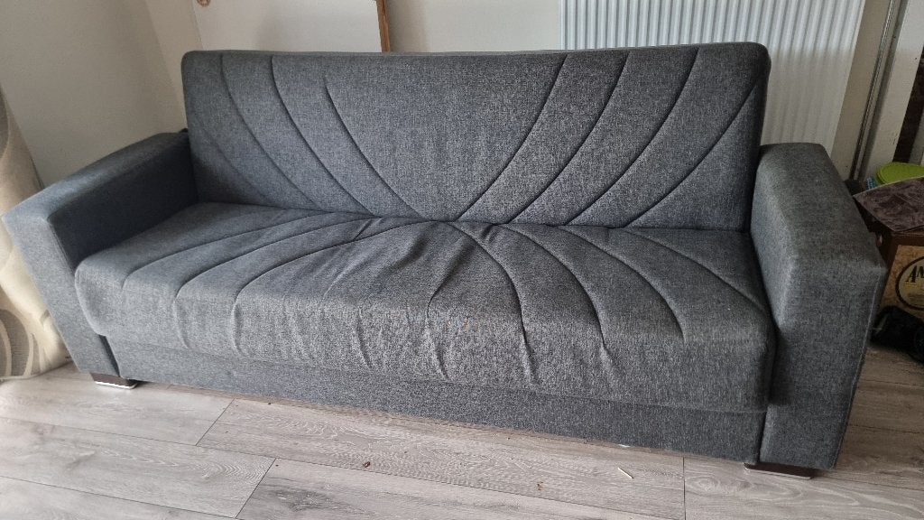 divan click-clack 3 places anthracite X2, Maison & Meubles, Trois personnes, 200 à 250 cm, Banc droit, Enlèvement