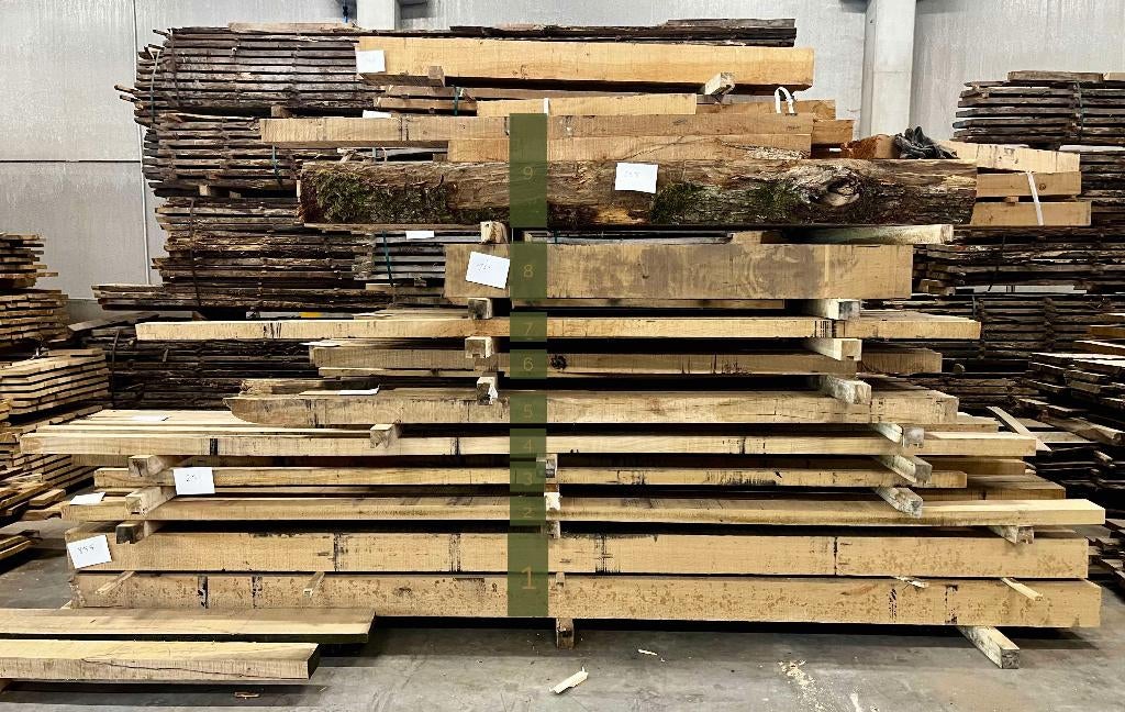 Eiken balken - verschillende restpakketten aan scherpe prijs, Doe-het-zelf en Bouw, Ophalen, Eiken, Nieuw, 250 tot 300 cm