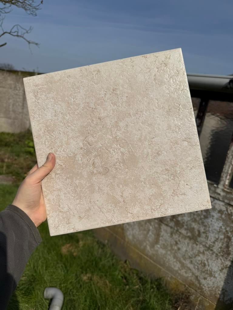 Vloertegels 30x30 cm, beige natuursteenlook, 10m2, Doe-het-zelf en Bouw, Ophalen, Zo goed als nieuw, Vloertegels