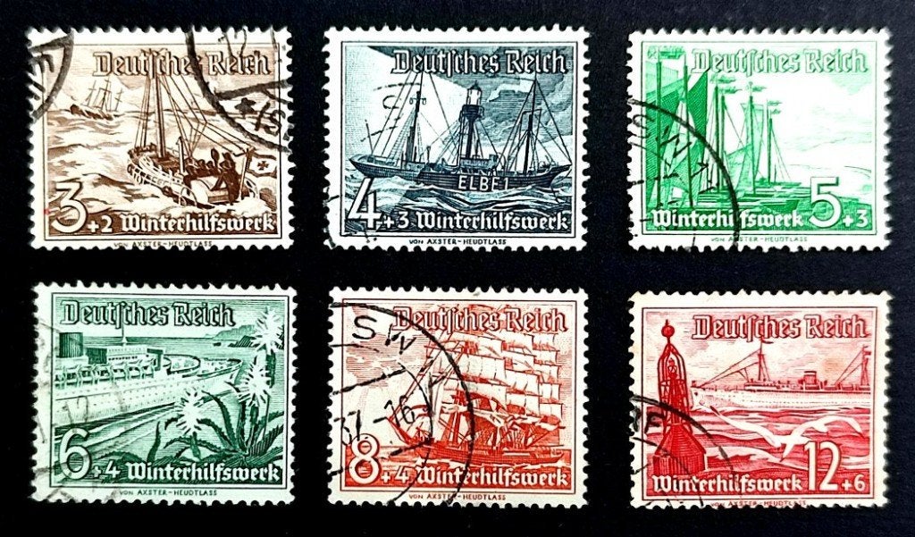 Deutsches Reich: Winterhilfswerk-6X Schiffe 1937, Ophalen of Verzenden, Overige periodes, Gestempeld