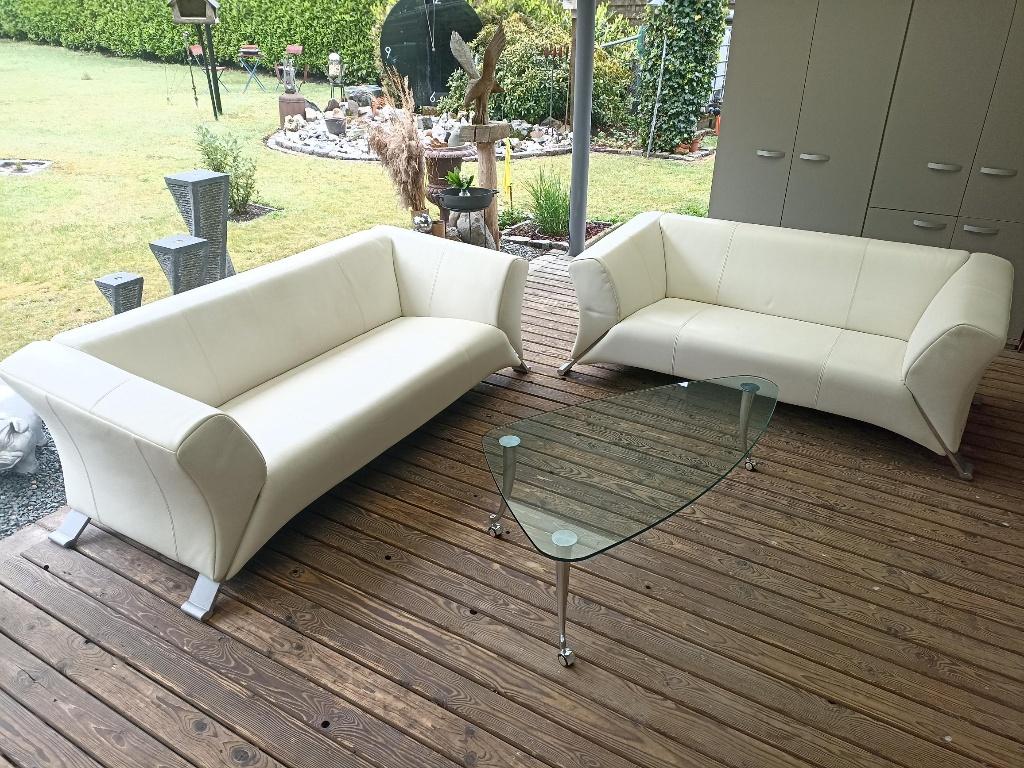 Canapés en cuir design "Rolf Benz" type 322 Très bon état!, Maison & Meubles, Canapés | Salons, Comme neuf, Banc droit, Quatre personnes ou plus