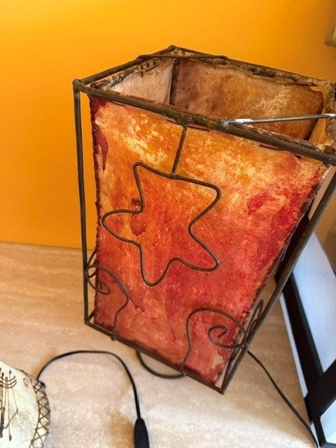 Lampe à poser artisanale en fer forgé et peau Style Oriental, Enlèvement ou Envoi