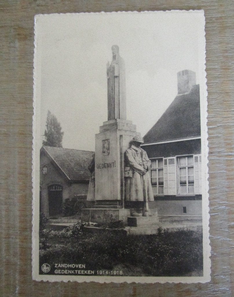 oude postkaarten Zandhoven gedenk beeld 14-18, Verzamelen, Ophalen of Verzenden, 1920 tot 1940, Politiek en Historie