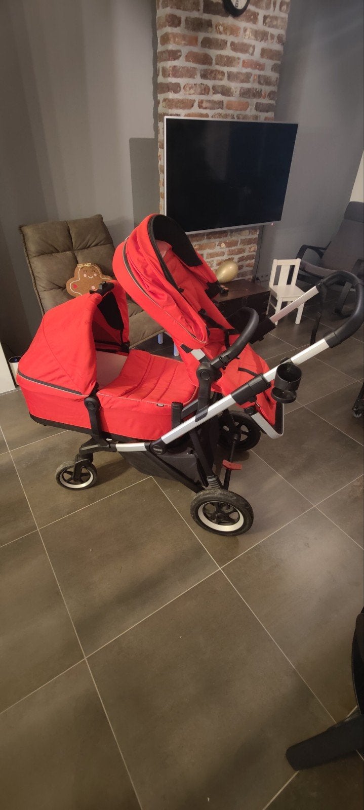 Poussette Thule sleek rouge, Ophalen, Gebruikt, Kinderwagen of Buggy