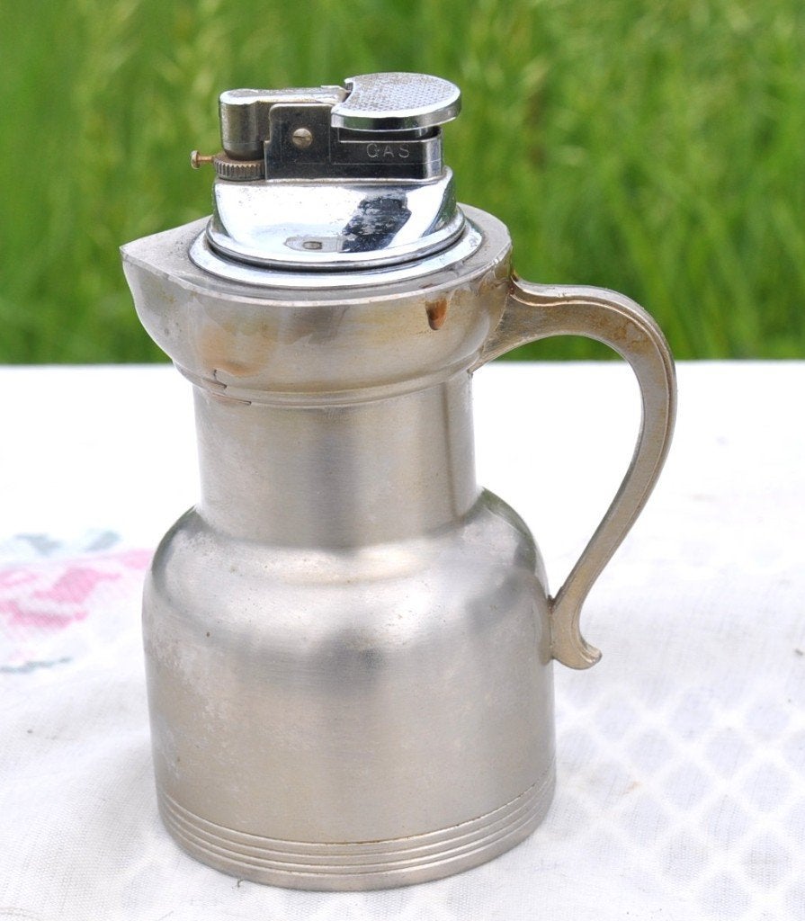 briquet de table au gaz forme pichet imitation etain, Enlèvement ou Envoi, Utilisé, Briquet