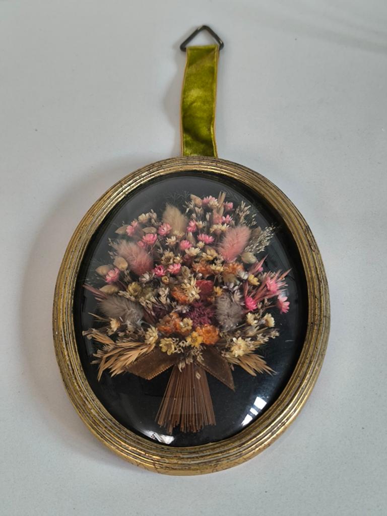 Vintage ovale kader droogbloemen, Dollanzo, Ophalen of Verzenden