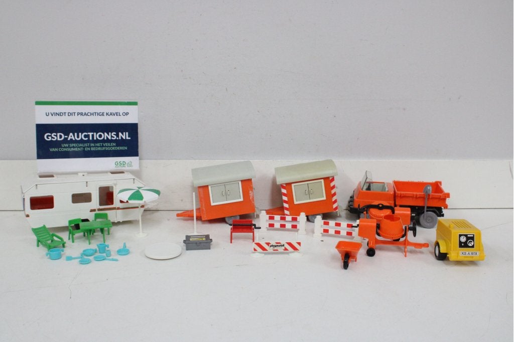 Playmobil bouwspeelgoed set met caravan en bouwmaterialen, Niet ingevuld, Niet ingevuld, Niet ingevuld