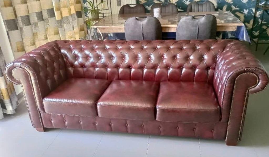 canapé Chesterfield Simili cuir, Maison & Meubles, Bois, Enlèvement, Trois personnes, 75 à 100 cm