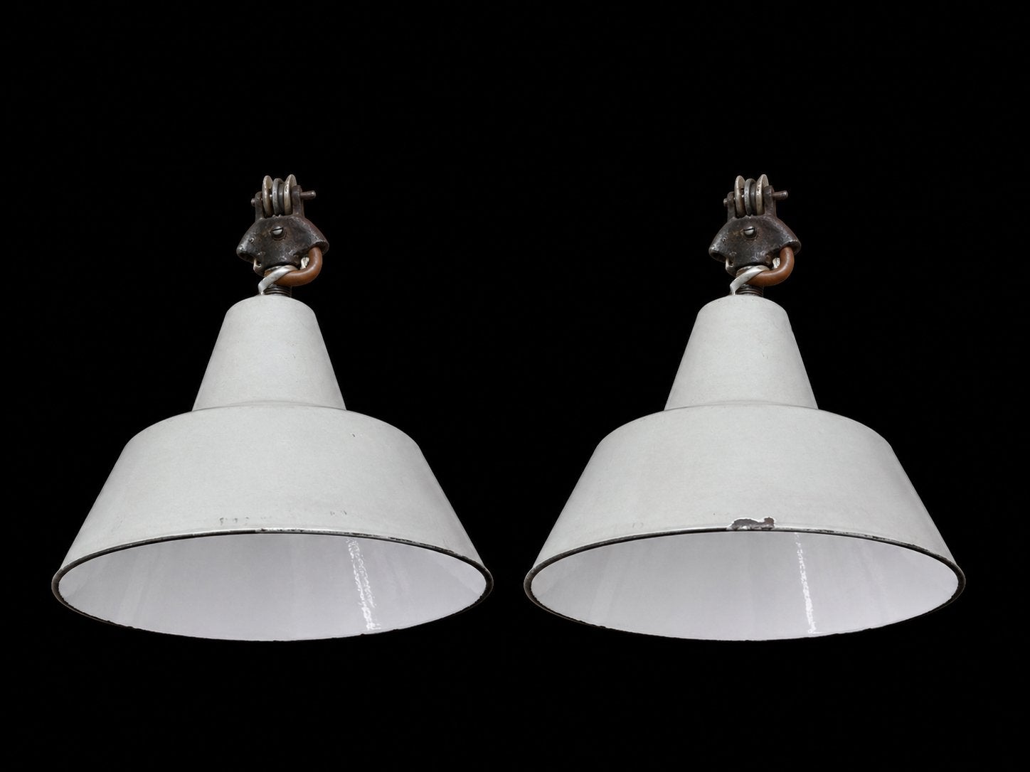 Set van 2 industriële metalen hanglampen, Enlèvement, Comme neuf, Métal